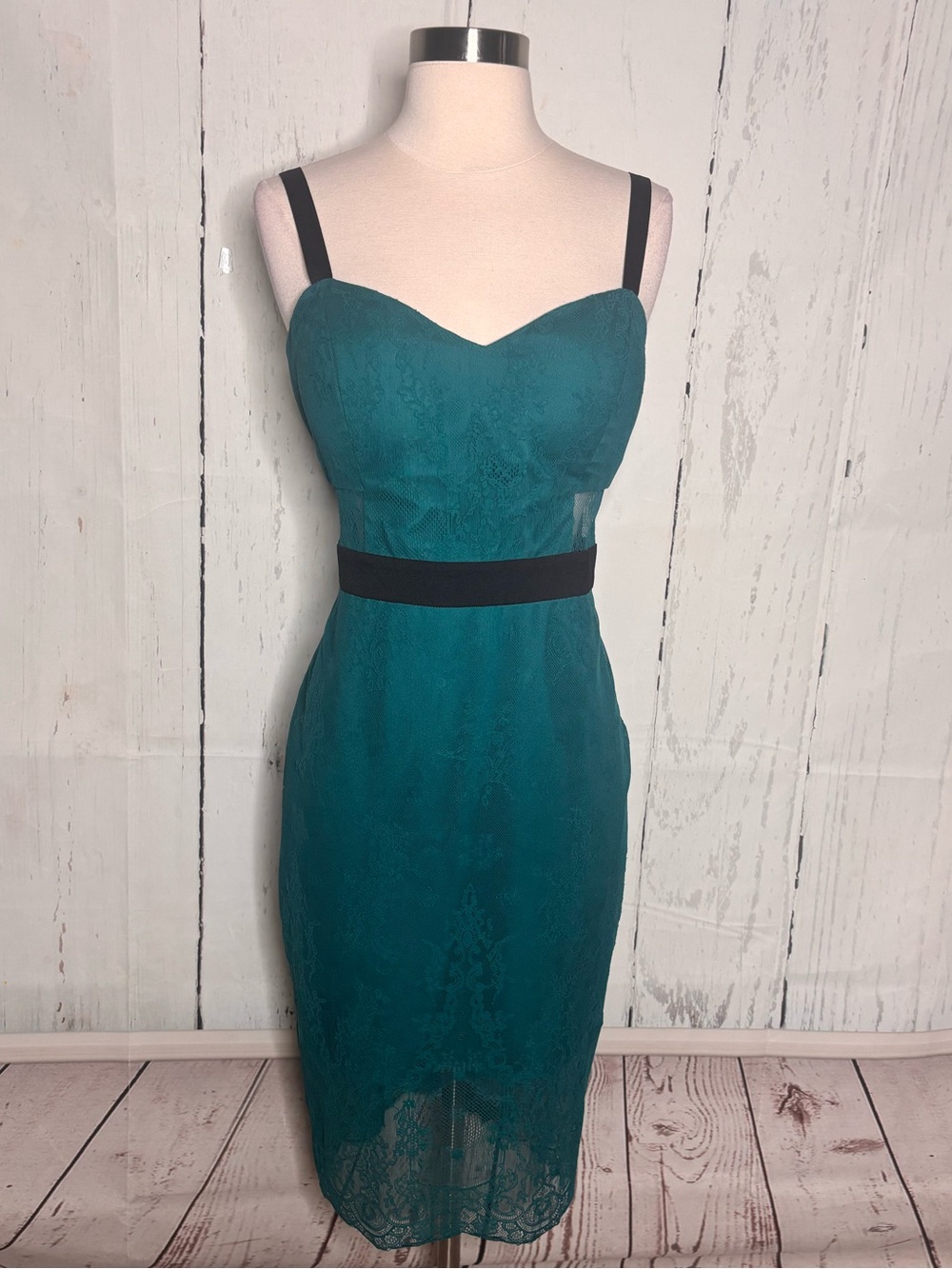 bebe Turquoise Lace Bralette with Navy Trim